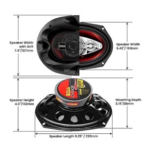 BOSS Audio Systems CH6940 Chaos Series 6 x 9 Inch Car Door Speakers - 500 Watts Max, 4 Way, Full Range, Tweeter, Coaxial, Sold in Pairs, Bocinas Para Carro