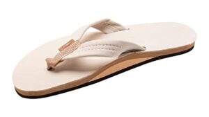 rainbow sandals men's leather single layer wide strap with arch, sand, men's medium / 8.5-9.5 d(m) us