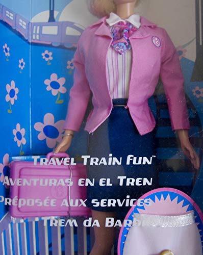 BARBIE TRAVEL TRAIN FUN w Barbie Doll, Carry On BAG, & Apron (2001)