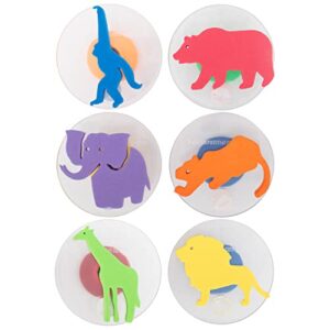 ready 2 learn giant stampers - wild animals - set of 6 - easy to hold foam stamps for kids - arts and crafts stamps for displays, posters, signs and diy projects