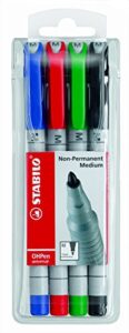 stabilo ohp pen ohp pen soluble - medium - wallet of 4 - assorted colours