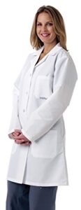 medline women's full-length lab coat, button front, white, size medium
