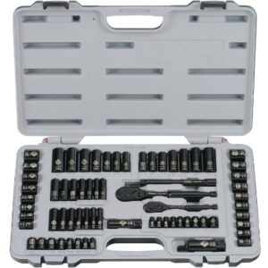 STANLEY Mechanics Tool Set, SAE, 1/4 in. & 3/8 in Drive, 69 Piece, Black Chrome (92-824)