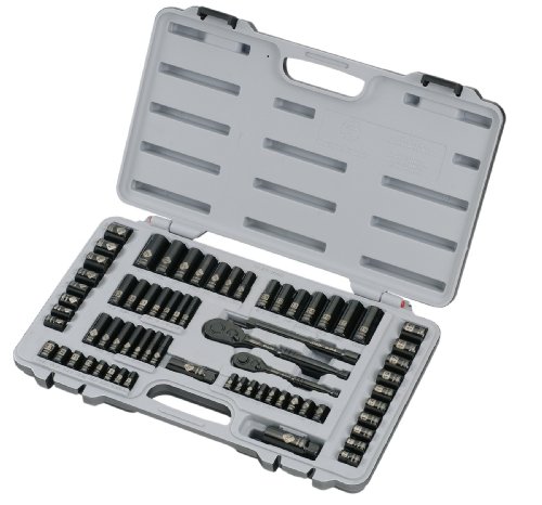 STANLEY Mechanics Tool Set, SAE, 1/4 in. & 3/8 in Drive, 69 Piece, Black Chrome (92-824)