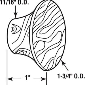 Prime-Line N 6756 1-3/4 In., Hardwood, Bi-Fold Pull Knob (2 Pack)