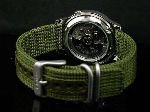 Men's SNK805 SEIKO 5 Automatic Stainless Steel Watch with Green Canvas