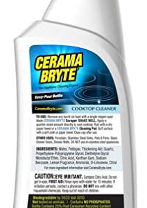 Cerama Bryte Combo Kit POW-R Grip, Scraper, Pad & Removes Tough Stains Cooktop and Stove Top Cleaner for Glass - Ceramic Surfaces, 10 Ounces, 4 Piece