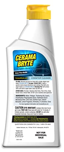 Cerama Bryte Combo Kit POW-R Grip, Scraper, Pad & Removes Tough Stains Cooktop and Stove Top Cleaner for Glass - Ceramic Surfaces, 10 Ounces, 4 Piece