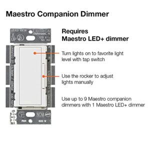 Lutron Maestro Companion Multi-Location Dimmer | Not for Standalone Use | MA-R-BL, Black