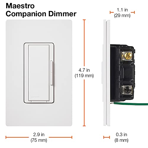 Lutron Maestro Companion Multi-Location Dimmer | Not for Standalone Use | MA-R-BL, Black