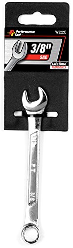 Performance Tool W322C, 3/8-Inch Combination Wrench - Drop Forged Chrome Alloy Steel, Rounded Box Ends