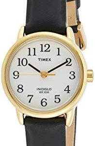 Timex Women's T20433 "Easy Reader" Gold-Tone and Black Leather Watch