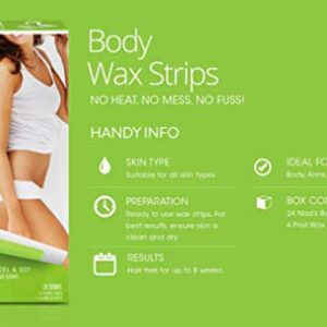 Nad's Body Wax Strips Hair Removal For Women At Home plus 4 Calming Oil Wipes, 24 Count