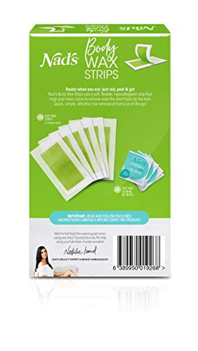 Nad's Body Wax Strips Hair Removal For Women At Home plus 4 Calming Oil Wipes, 24 Count