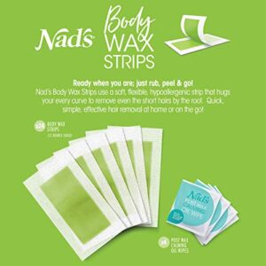 Nad's Body Wax Strips Hair Removal For Women At Home plus 4 Calming Oil Wipes, 24 Count