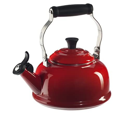 Le Creuset Enamel On Steel Whistling Tea Kettle, 1.7 qt., Cerise