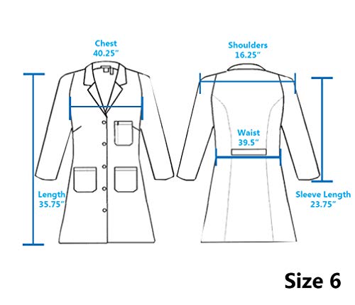 Medline Women's Staff Length Lab Coat, Poly/Cotton Blend, Button Up, with Pockets, for Clinics, Doctors, Lab Techs, Professional, White, Size 6