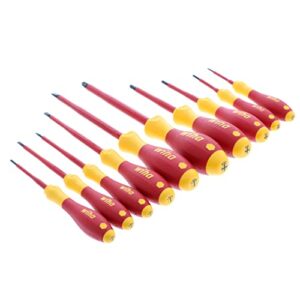 Wiha 32093 Slotted and Phillips Insulated Screwdriver Set, 1000 Volt, 10 Piece