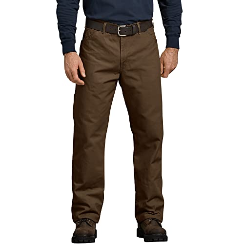 Dickies Men's Relaxed Fit Straight-Leg Duck Carpenter Jean, Brown, 32W x 30L