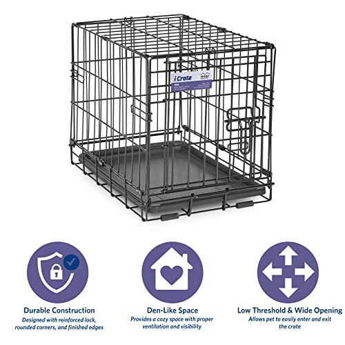 MidWest Homes for Pets Newly Enhanced Single & Double Door iCrate Dog Crate, Includes Leak-Proof Pan, Floor Protecting Feet , Divider Panel & New Patented Features