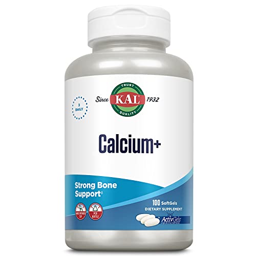 KAL Calcium+ ActivGels 1000mg | Calcium, Magnesium, Zinc and Vitamin D-3 | Formulated to Help Support Healthy Teeth & Bones | Soy Free | 100 Softgels