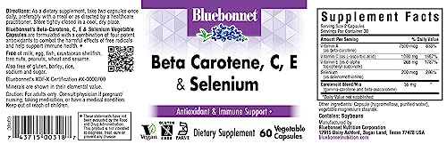 BlueBonnet Beta Carotene C and E Plus Selenium Vegetarian Capsules, 60 Count