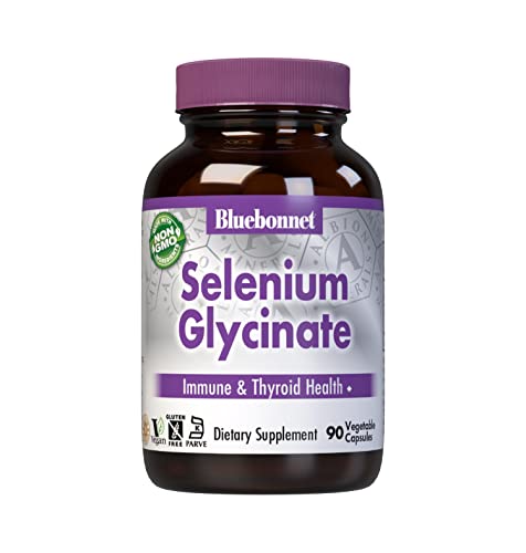 BlueBonnet Albion Yeast-Free Selenium Glycinate Vegetarian Capsules, 200 mcg, 90 Count