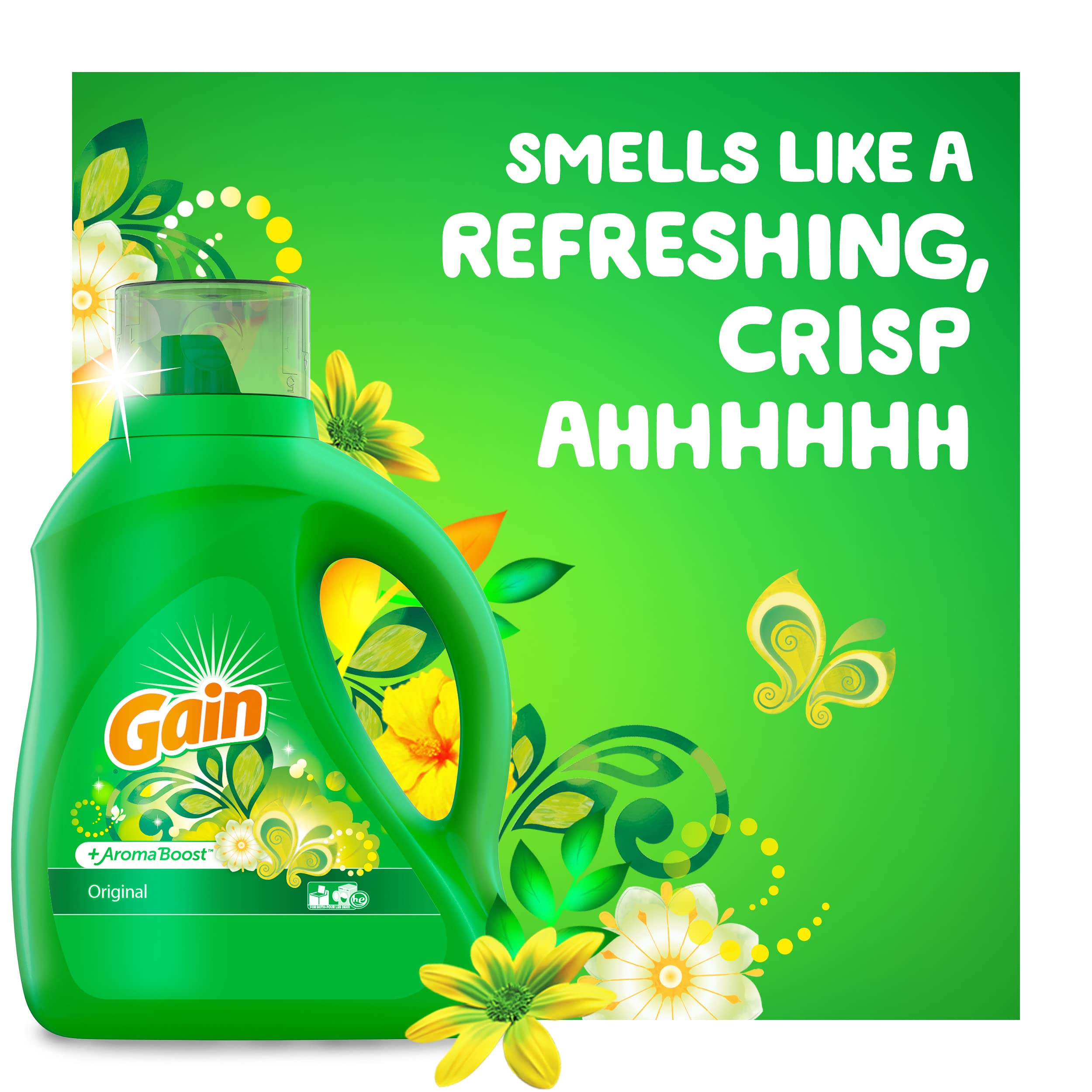 Gain + Aroma Boost Laundry Detergent Liquid Soap, Original, 32 Loads 46 Fl Oz