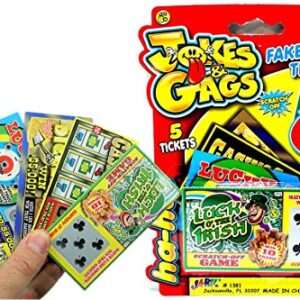 JA-RU Fake Lottery Ticket Scratch Tickets (5 Tickets / 1 Pack) Pranking Toys for Friend and Family Scratcher Jokes and Gag Winning Tickets Surprise. 1381-1A