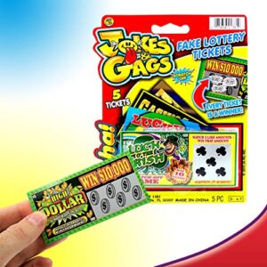 JA-RU Fake Lottery Ticket Scratch Tickets (5 Tickets / 1 Pack) Pranking Toys for Friend and Family Scratcher Jokes and Gag Winning Tickets Surprise. 1381-1A