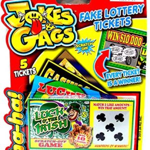 JA-RU Fake Lottery Ticket Scratch Tickets (5 Tickets / 1 Pack) Pranking Toys for Friend and Family Scratcher Jokes and Gag Winning Tickets Surprise. 1381-1A