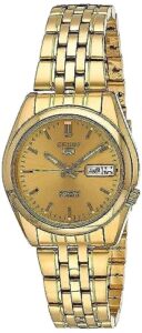 seiko men's snk366k 5 automatic gold dial gold-tone stainless steel watch