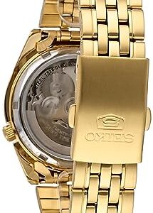 SEIKO Men's SNK366K 5 Automatic Gold Dial Gold-Tone Stainless Steel Watch