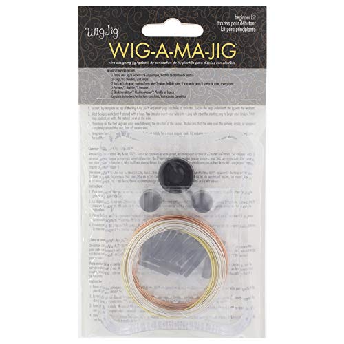 The Beadsmith, Wig Jig, Wig-A-Ma-Jig Beginner kit, Includes 3 x 4 inch Clear Plastic jig, Includes Plastic pegs and 2 Yards of Copper, Silver and Gold Craft Wire