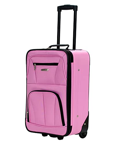 Rockland Journey Softside Upright Luggage Set, Expandable, Pink, 4-Piece (14/19/24/28)