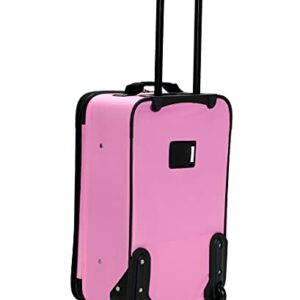 Rockland Journey Softside Upright Luggage Set, Expandable, Pink, 4-Piece (14/19/24/28)