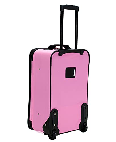 Rockland Journey Softside Upright Luggage Set, Expandable, Pink, 4-Piece (14/19/24/28)