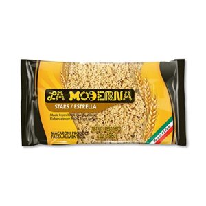 la moderna stars pasta, noodles, durum wheat, protein, fiber, vitamins, 7 oz