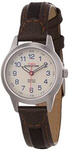 timex women's t41181 expedition field mini black/brown nylon/leather strap watch