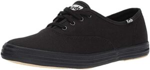 keds women's champion original canvas lace-up sneaker, black/black, 7 m us