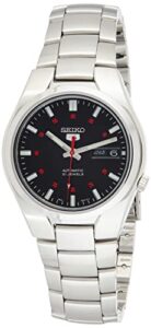 seiko men's 5' japanese automatic stainless steel casual watch, color: black dial (model: snk617)