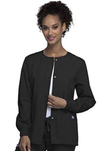 snap front workwear originals scrub jackets for women plus size 4350, 3xl, black