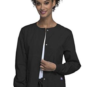 Snap Front Workwear Originals Scrub Jackets for Women Plus Size 4350, 5XL, Black