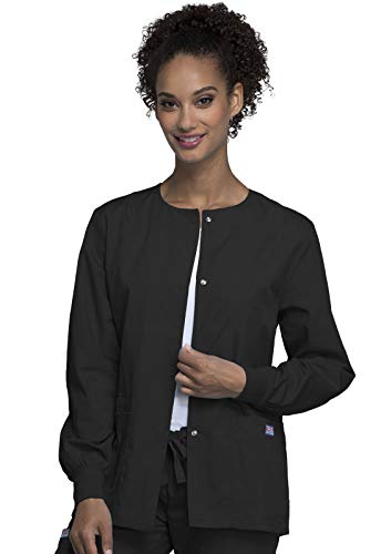 Snap Front Workwear Originals Scrub Jackets for Women Plus Size 4350, 5XL, Black