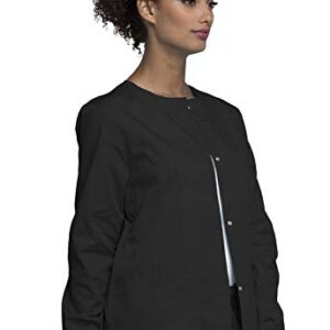 Snap Front Workwear Originals Scrub Jackets for Women Plus Size 4350, 5XL, Black