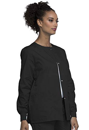 Snap Front Workwear Originals Scrub Jackets for Women Plus Size 4350, 5XL, Black