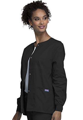 Snap Front Workwear Originals Scrub Jackets for Women Plus Size 4350, 5XL, Black