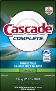 cascade complete powder dishwasher detergent, fresh scent, 75 oz, white