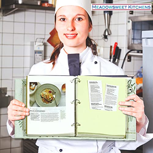 Meadowsweet Kitchens Collected Recipes Cookbook-3 Ring Binder W/8 Tab Dividers W/Categories, Make Your Own Cookbook, 36 8 1/2 x 11 Self-Adhesive ("Magnetic Pages") Recipe Pages - Botanical Treasures