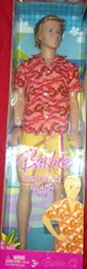 barbie surf's up beach 12 inch doll - ken in hawaian orange shirt and yellow trunks with sunglasses and bracelet